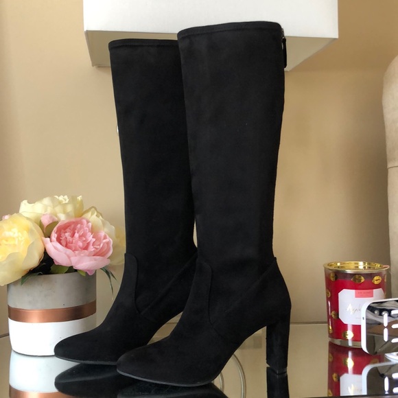 NINE WEST Black Super soft Faux Suede Heeled Boots - Picture 2 of 10